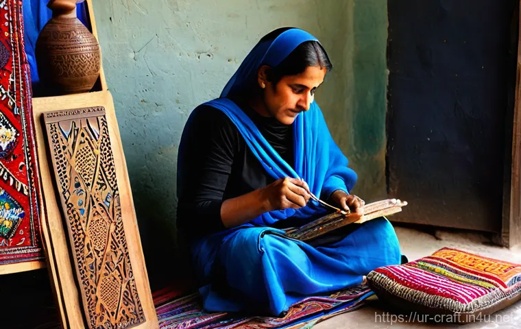 수공예 미술작품 - **Prompt:** A warm, nostalgic scene depicting an elderly Pakistani craftsman, a grandfather figure w...