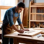 수공예 의자 만들기 - **A Carpenter's Creative Beginning:** A young adult, male or female, with a thoughtful and inspired ...