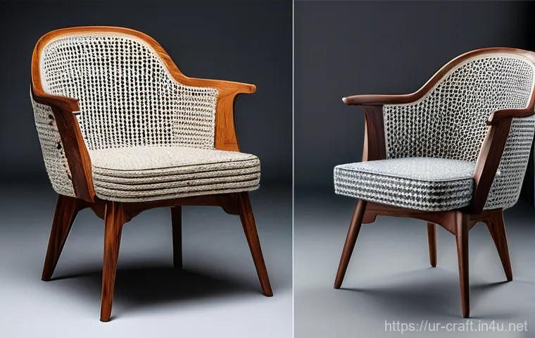 수공예 의자 만들기 - **The Art of Crafting:** A close-up shot focusing on the hands of an adult, wearing work gloves, met...